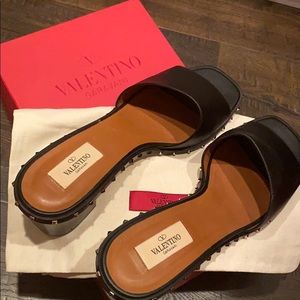 Valentino Garavani Black Studded Wedges